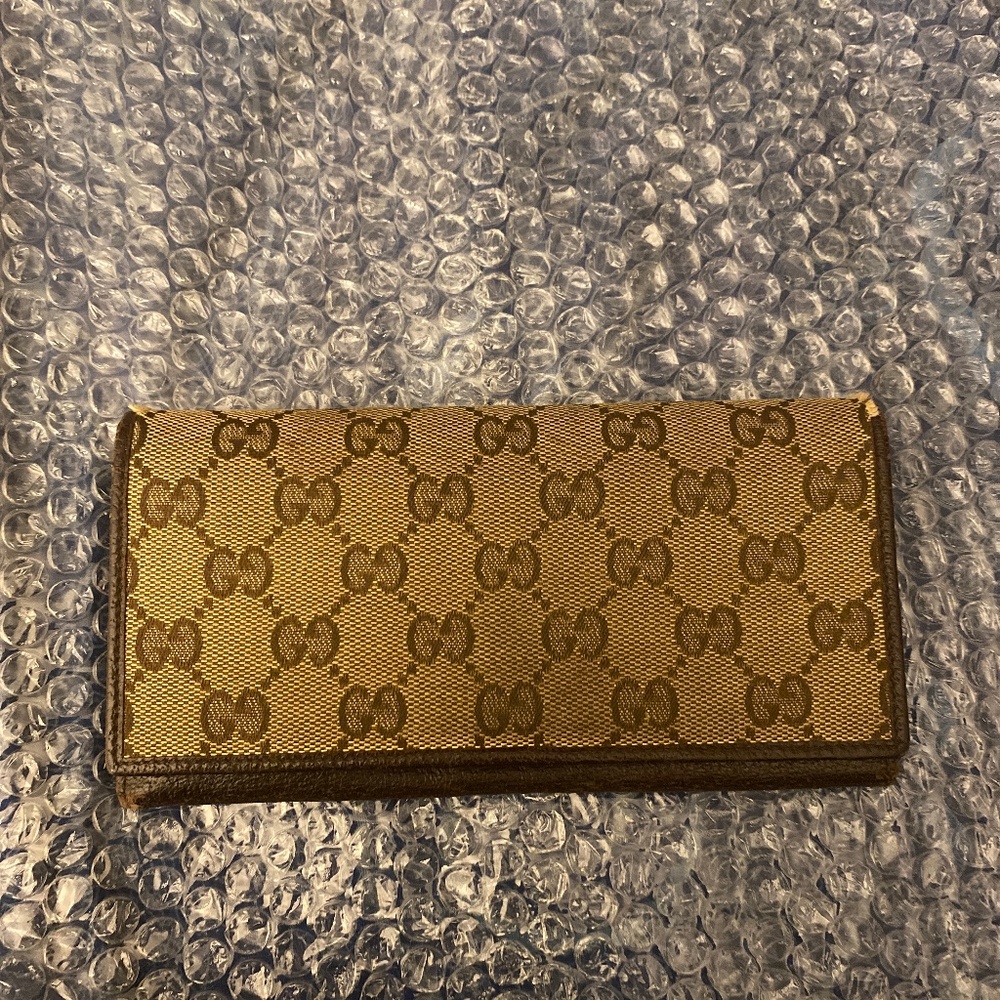 Gucci GG long leather and canvas wallet